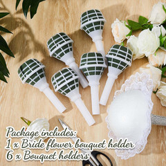 7 Pcs Flower Bouquet Holder Foam Floral Handle Wedding Supplies Bridal Bouquet K