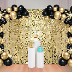 48 Pcs Light Gold Shimmer Wall Backdrop Panels for Birthday Decorations, 8X6 FT