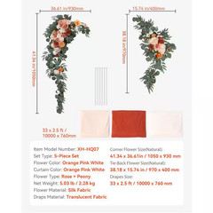 36.61 In. H Square Artificial Wedding Arch Flowers Kit, Orange Wedding Arch Flow