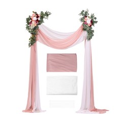 Artificial Wedding Arch Flowers Kit Pink With 2 Pcs Flowers 2 Pcs Drapes