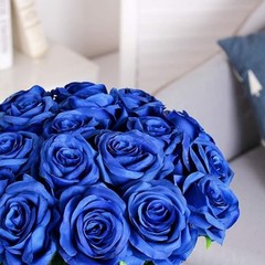 Fake Roses Artificial Flowers – Fake Artificial Roses Silk Flowers 10 Pcs Blue