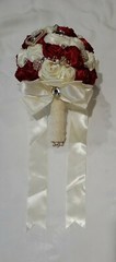 NEW Bridal Red & Ivory Satin Floral Wedding Bouquet