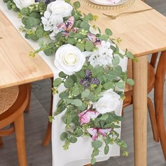 2Pcs 5.9 Ft Artificial Rose Vine Fake Flower Garland Rose Hydrangea 2PCS White