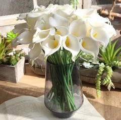 10 Pieces 10 Head Artificial Calla Lily Pu Real Touch