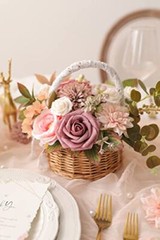 Artificial Flowers Combo Box Set Gradient Color Flower Leaf with Pink Purple