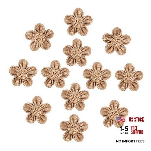 12 Pieces Handmade Burlap Flowers for Wedding tion, Craft Making and Other
