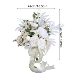 Wedding Bouquets with Ribbon for Bride White Artificial Flower Wedding Bouquets