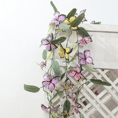 3 pcs Assorted Faux Butterfly Flowers Garlands Willow Greenery Leaves Party
