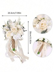 Artificial Rose Flower Bridesmaid Bouquet 11.8″ Wedding Party Decor