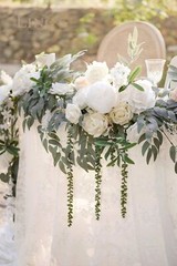 Ling’s Moment 9FT Eucalyptus and Willow Leaf Garland with White Flower, Handc…