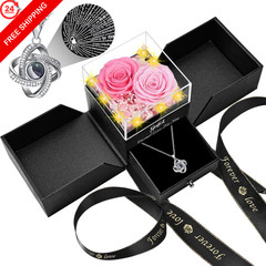 Preserved Pink Real Rose with I Love You in 100 Languages 4.33 inches,