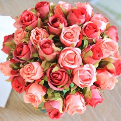12Heads Rose Flowers Wedding Bouquet Silk Floral Artificial Flowers Home Decor