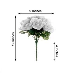 SILVER 12″ tall Velvet Roses ARTIFICIAL FLOWERS Bouquet Wedding Home Decorations