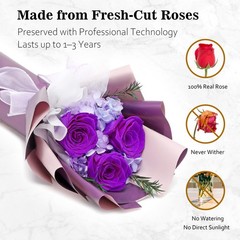3 Roses Mothers Day Gift Flower Bouquet Gifts Delivery Purple Flower Set Her