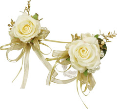Corsage and Boutonniere Set, Handmade Artificial Peony Rose Wrist Corsage Wristl