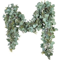 Eucalyptus Garland 6.56 Ft Lush Silver Dollar Leaves Boxwood 1 Pack Green