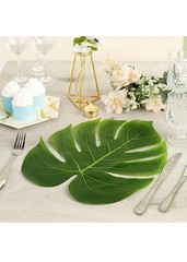 24 Green ARTIFICIAL MONSTERA LEAVES Tropical Greenery Party Events Decorations