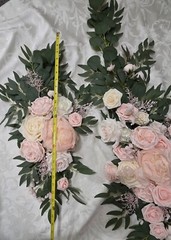 2 pcsWedding Arch Flowers Pink White Artificial Rose 3.9ft x 1.3ft&2.2ft x1.08ft