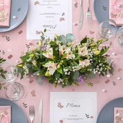 Rose Gold Glitter Wedding Table Confetti, Greenery Eucalyptus Confetti, Bridal S