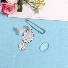 Brooch Tray Heart Charm Oval Picture Frame Charm Pin Brooch for Wedding Party