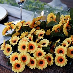 22″ YELLOW Silk Sunflowers ARTIFICIAL HANGING VINE Bush Party Events Decorations