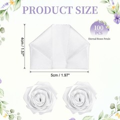 100pcs Eternal Roses Petals Premade Satin Ribbon Flowers White,