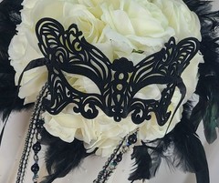 Black Tie Affair Mardi Gras or Goth Faux Silk Bridal Bouquet