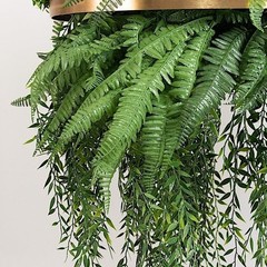 42 in Green Faux Fern Artificial Greenery Bush with Gold Metal Hanging Hoop