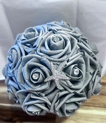 Wedding Bouquet Bridesmaid Custom Made Grey Starfish Nautical/Beach Themed