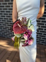Orchid Exotica Bridal Bouquet – real touch & artificial flowers in vibrant hues.