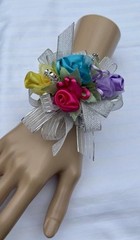 Rainbow Wrist Corsage & Boutonniere Prom Dance Wedding Flowers