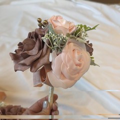 LING’S MOMENTS Bridesmaid Bouquet, Dusty Rose, Gold Accents￼