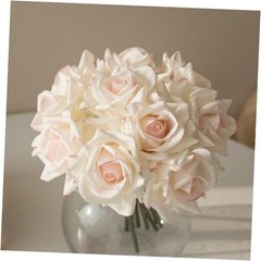 Artificial Roses Single Stem 10pcs Fake Silk Pink Edge(not Include Vase)