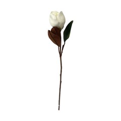 White Artificial Magnolia Stem, Real Touch Silk Floral for Wedding, Home Decor