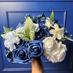 Ling’s Moment Artificial Bridal Boquet – Navy Blue