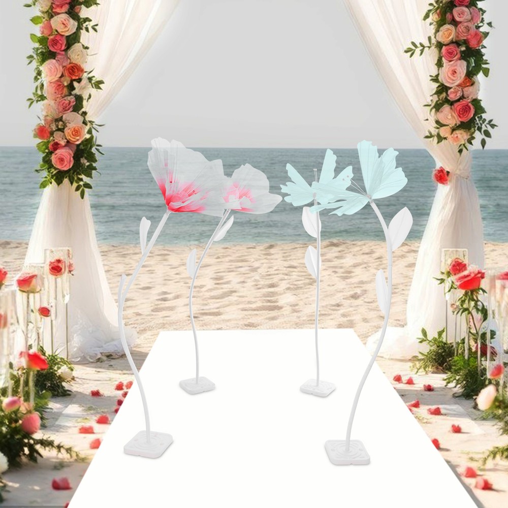 Artificial Giant Flowers+butterflys Stands Decoration For Wedding Birthday Party