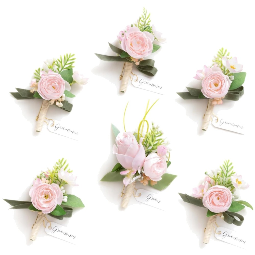 6pcs Groomsmen Boutonniere Collection