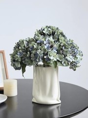 Fake Flowers 6pcs Artificial Silk Hydrangea Flowers Bouquets Deep Lake Blue