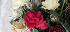 Red and White Floral Bouquet – Wedding Bridal Bridesmaid Bouquet – Decorative