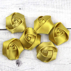 2″ Satin Rose Flower for Wedding Bride Bouquet Craft(Pack of 20,Gold)
