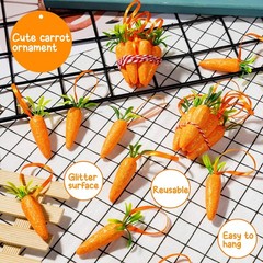 CLESDF Easter Carrot Hanging Ornaments – 12Pcs Premium 4.7 inches, Orange