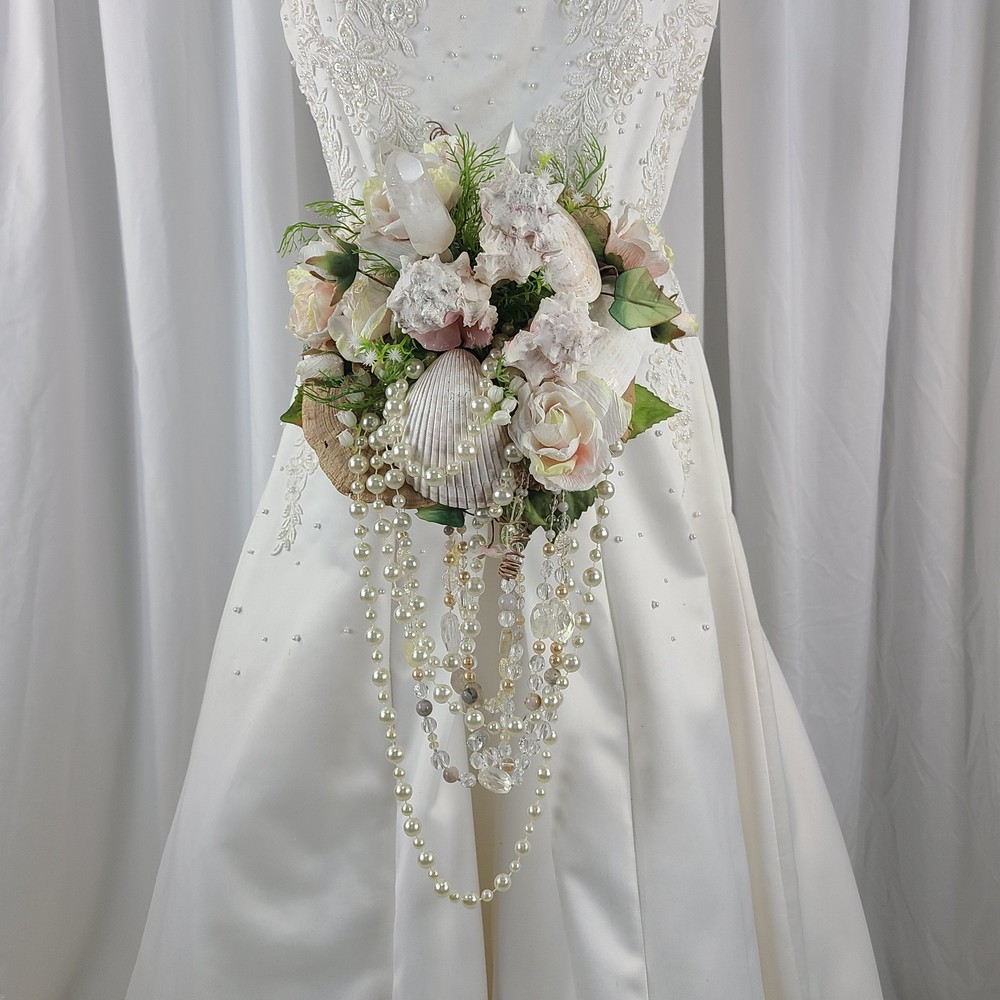Seaside Crystal Treasures Faux Silk Wedding Bouquet