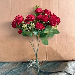 15 heads Artificial Silk Rose Flowers Bridal Bouquet for Home Wedding Floral