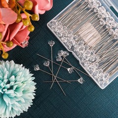 100 Clear Flower Pins For Wedding Bouquet Corsage Crafts And Sewing