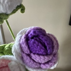 Crochet Flowers – Lot Of 6 Flowers Long Stemmed- Hobby Lobby New