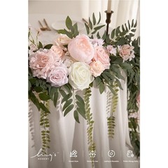 Lings Moment 9FT Flower Garland French Pink Rose Eucalyptus Wedding Arch Decor