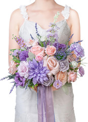 13 Inch Artificial Flower Wedding Bouquets for Bride, Cascading Bridal Bouquet f