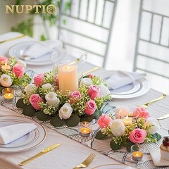 Artificial Flowers Candle Rings – 6 Pcs 14 inch Diam Dia 14″-6pcs Pink & White
