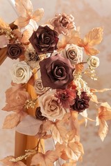 Ling’s Moment 4 pc Modular Garlands Arch Decor in Walnut Brown & Sand Beige