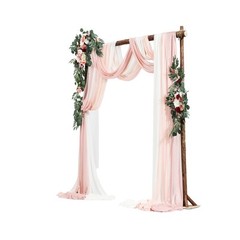 Uimoso Artificial Wedding Arch Flowers Kit with Drapes Kit Deluxe White and Pink
